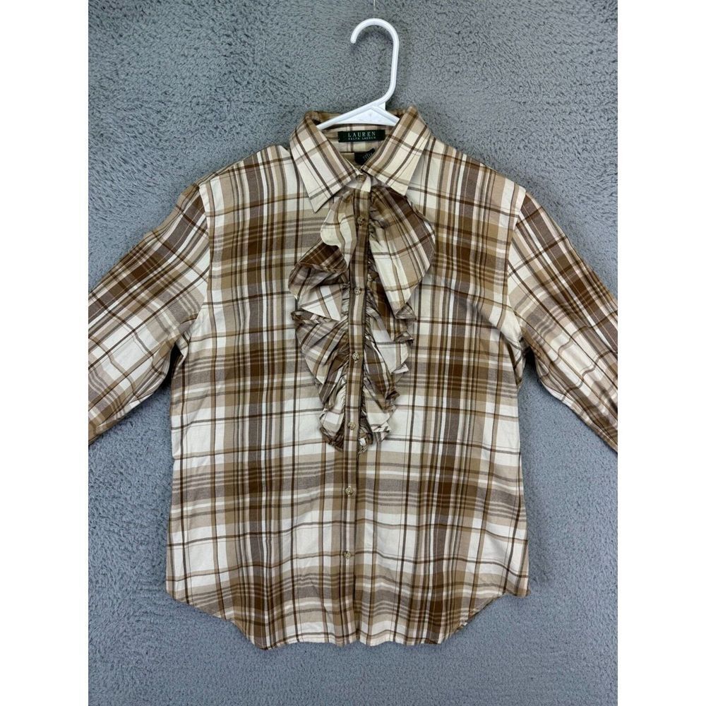 Lauren Ralph Lauren Brown Plaid Blouse
